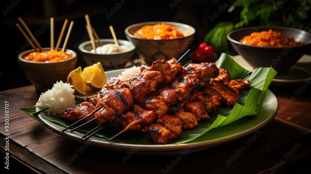Chicken Satay with Peanut Sauce. Best For Banner, Flyer, and Poster Chicken Satay with Peanut Sauce. Best For Banner, Flyer, and Poster