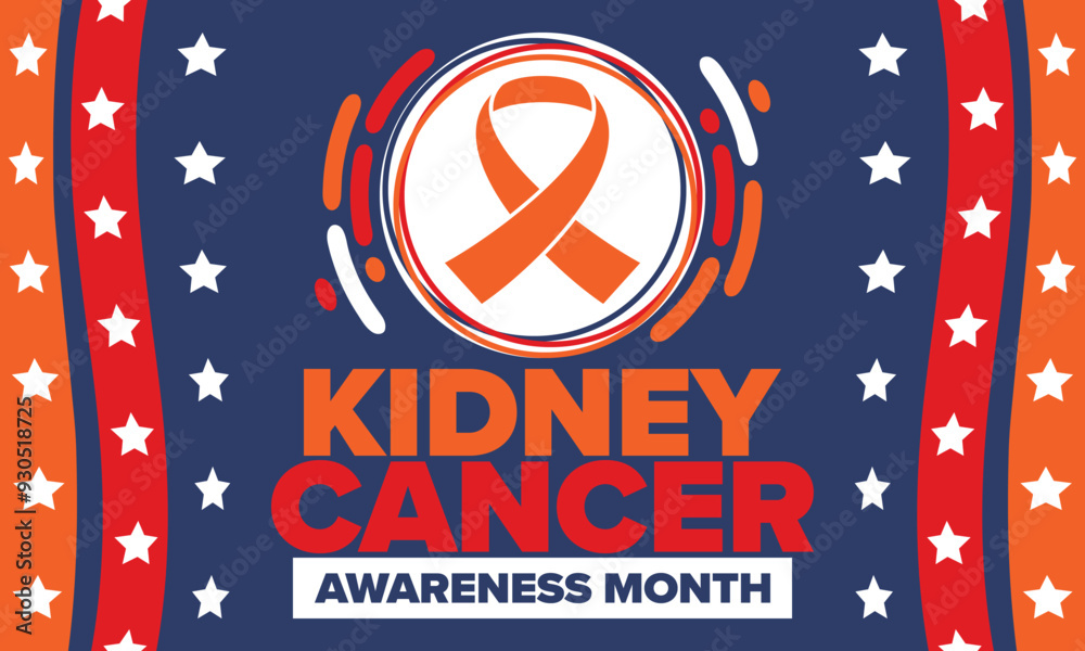 Kidney Cancer Awareness Month. Celebrate annual in March. Control and protection. Prevention campaign. Medical healthcare concept. Poster with ribbon. Banner and background. Vector illustration Kidney Cancer Awareness Month. Celebrate annual in March. Control and protection. Prevention campaign. Medical healthcare concept. Poster with ribbon. Banner and background. Vector illustration