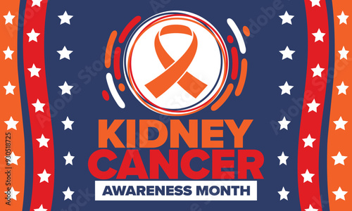 Kidney Cancer Awareness Month. Celebrate annual in March. Control and protection. Prevention campaign. Medical healthcare concept. Poster with ribbon. Banner and background. Vector illustration