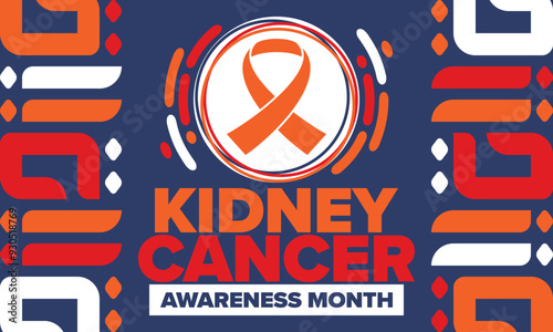 Kidney Cancer Awareness Month. Celebrate annual in March. Control and protection. Prevention campaign. Medical healthcare concept. Poster with ribbon. Banner and background. Vector illustration