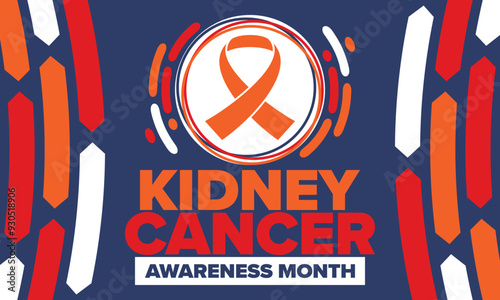 Kidney Cancer Awareness Month. Celebrate annual in March. Control and protection. Prevention campaign. Medical healthcare concept. Poster with ribbon. Banner and background. Vector illustration