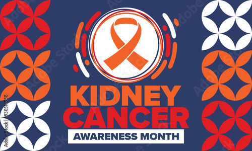 Kidney Cancer Awareness Month. Celebrate annual in March. Control and protection. Prevention campaign. Medical healthcare concept. Poster with ribbon. Banner and background. Vector illustration