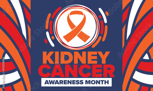 Kidney Cancer Awareness Month. Celebrate annual in March. Control and protection. Prevention campaign. Medical healthcare concept. Poster with ribbon. Banner and background. Vector illustration