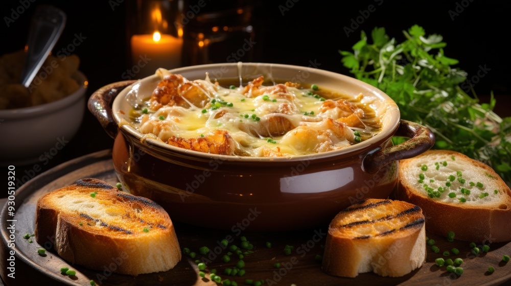 French Onion Soup with Gruyere. Best For Banner, Flyer, and Poster French Onion Soup with Gruyere. Best For Banner, Flyer, and Poster