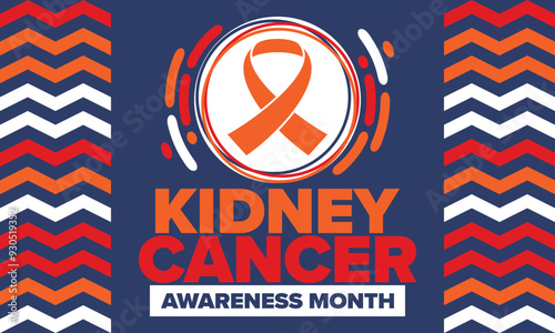 Kidney Cancer Awareness Month. Celebrate annual in March. Control and protection. Prevention campaign. Medical healthcare concept. Poster with ribbon. Banner and background. Vector illustration