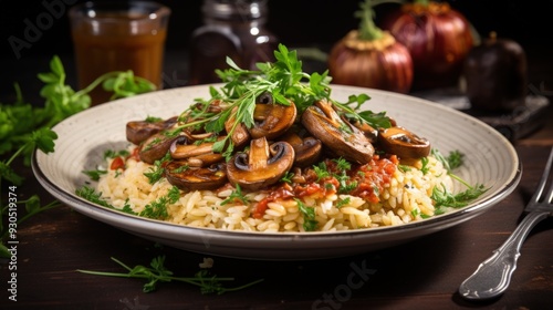 Gourmet Mushroom Risotto. Best For Banner, Flyer, and Poster