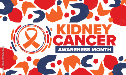 Kidney Cancer Awareness Month. Celebrate annual in March. Control and protection. Prevention campaign. Medical healthcare concept. Poster with ribbon. Banner and background. Vector illustration