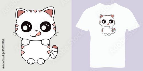 
Cute Valentine kitten, Lovely cat vector illustration. Cute kitty funny face head, Anime style kitty, Cartoon animal, 
Can be used for t-shirt print, stickers, greeting card design, jackets, hoodies