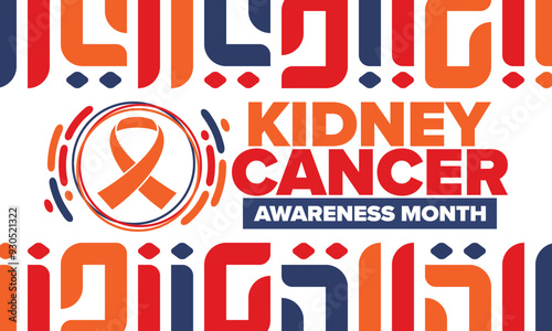 Kidney Cancer Awareness Month. Celebrate annual in March. Control and protection. Prevention campaign. Medical healthcare concept. Poster with ribbon. Banner and background. Vector illustration