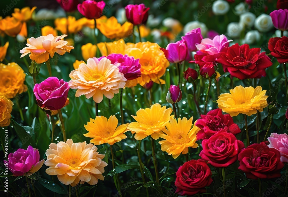 vibrant floral frame showcasing array seasonal blooms lush colors textures decorative purposes, flowers, petals, blossoms, arrangement, design, aesthetic
