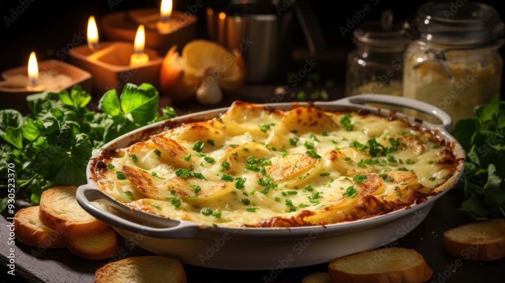 Gratin Dauphinois with Gruyere Cheese. Best For Banner, Flyer, and Poster Gratin Dauphinois with Gruyere Cheese. Best For Banner, Flyer, and Poster