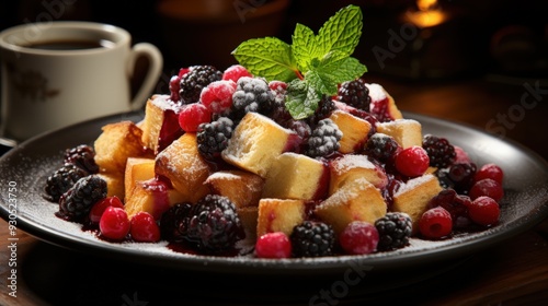 Kaiserschmarrn with Berry Compote. Best For Banner, Flyer, and Poster