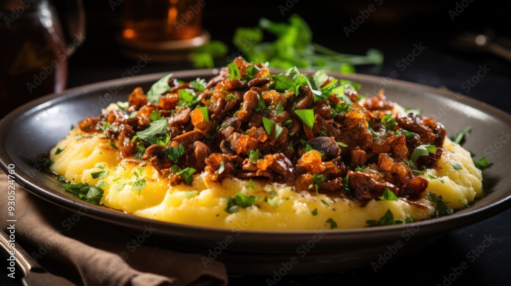Polenta with Wild Mushroom Ragu. Best For Banner, Flyer, and Poster Polenta with Wild Mushroom Ragu. Best For Banner, Flyer, and Poster