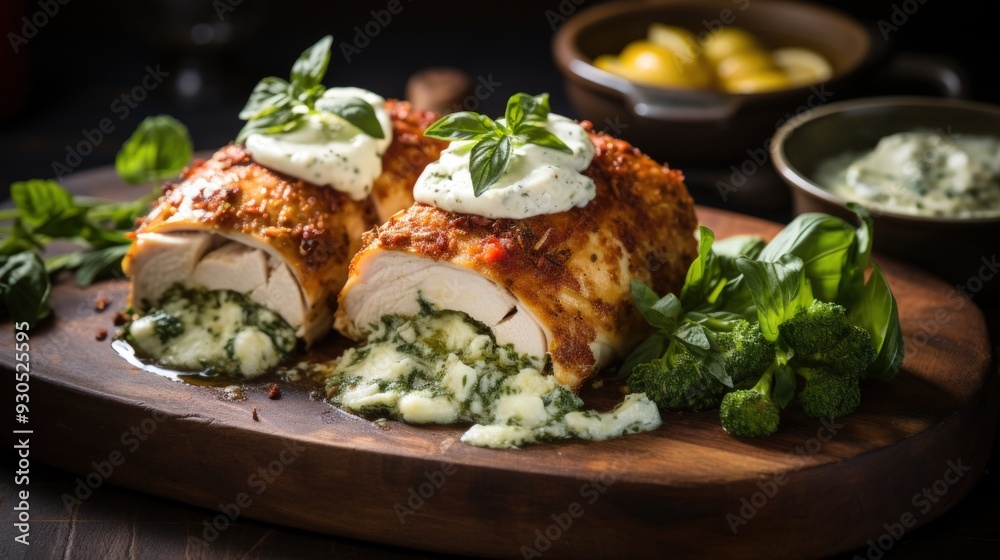 Spinach and Ricotta Stuffed Chicken Breast. Best For Banner, Flyer, and Poster Spinach and Ricotta Stuffed Chicken Breast. Best For Banner, Flyer, and Poster