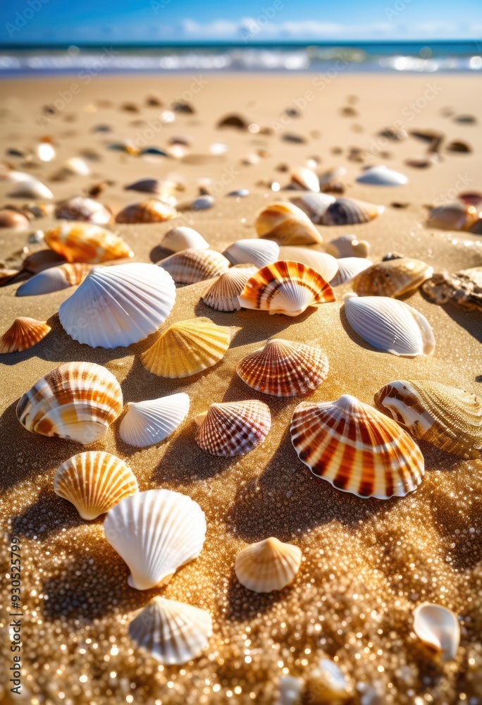 vibrant beach scene featuring colorful gentle clear blue sky creating lively coastal atmosphere, shells, waves, water, sand, sun, sea, shore, rock vibrant beach scene featuring colorful gentle clear blue sky creating lively coastal atmosphere, shells, waves, water, sand, sun, sea, shore, rock
