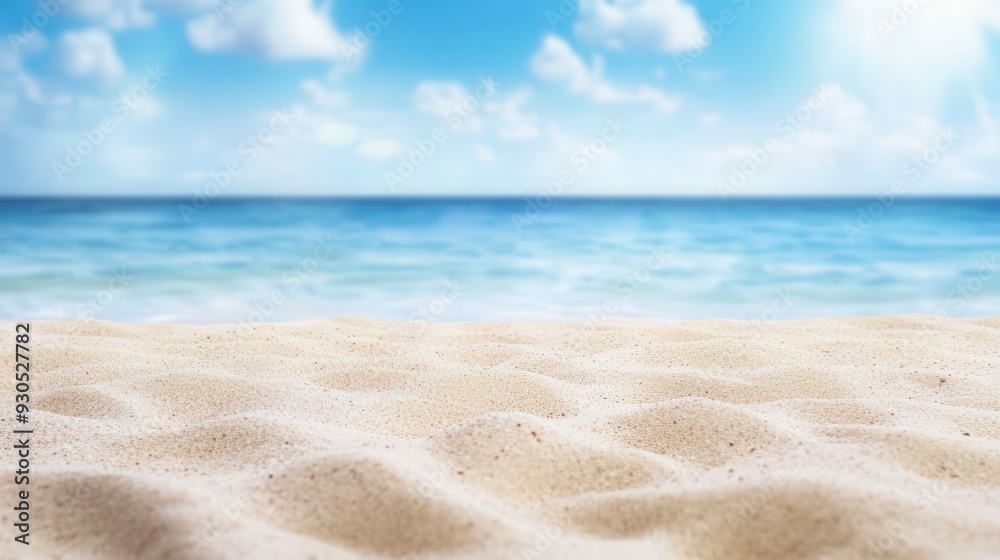 Serene beach scene with soft sand and a calm blue ocean under a bright sky, perfect for themes of relaxation, summer, and tranquility. Serene beach scene with soft sand and a calm blue ocean under a bright sky, perfect for themes of relaxation, summer, and tranquility.