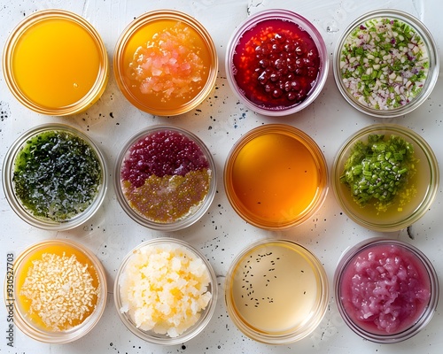 Wallpaper Mural Diverse Cultured Foods in Petri Dishes Showcasing Lab Grown Culinary Options and Innovations Torontodigital.ca