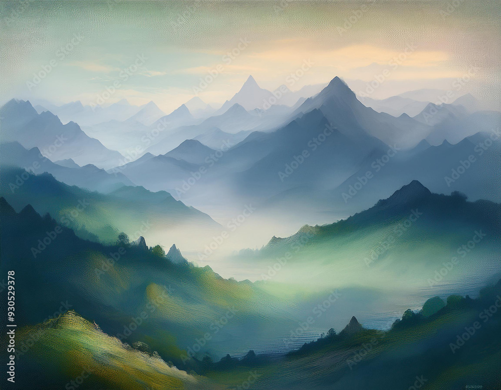 Obraz premium Mountains in the fog