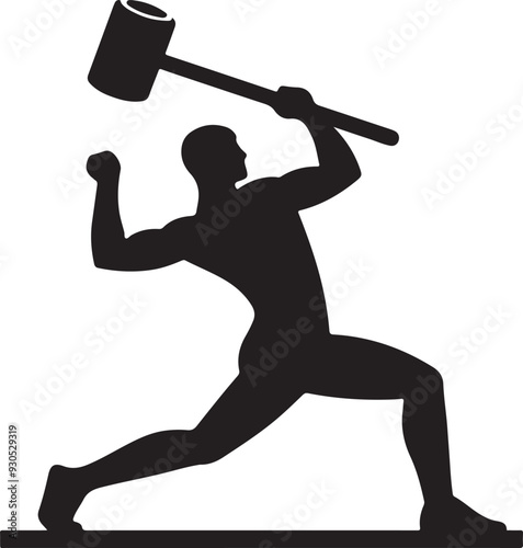 Hammer throw silhouette vector design with a white background