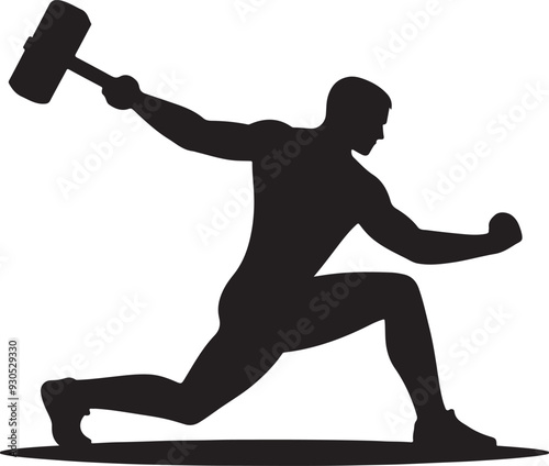 Hammer throw silhouette vector design with a white background