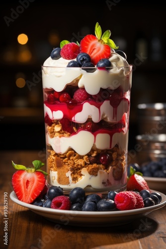 Wallpaper Mural berry parfait of granola, yogurt, berries; dessert photography; best for banners, flyers, and poster Torontodigital.ca