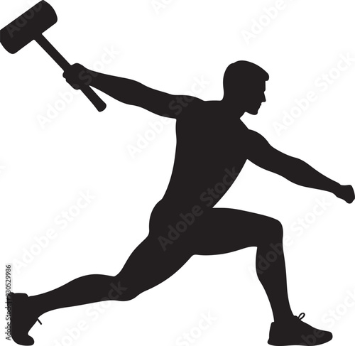 Hammer throw silhouette vector design with a white background