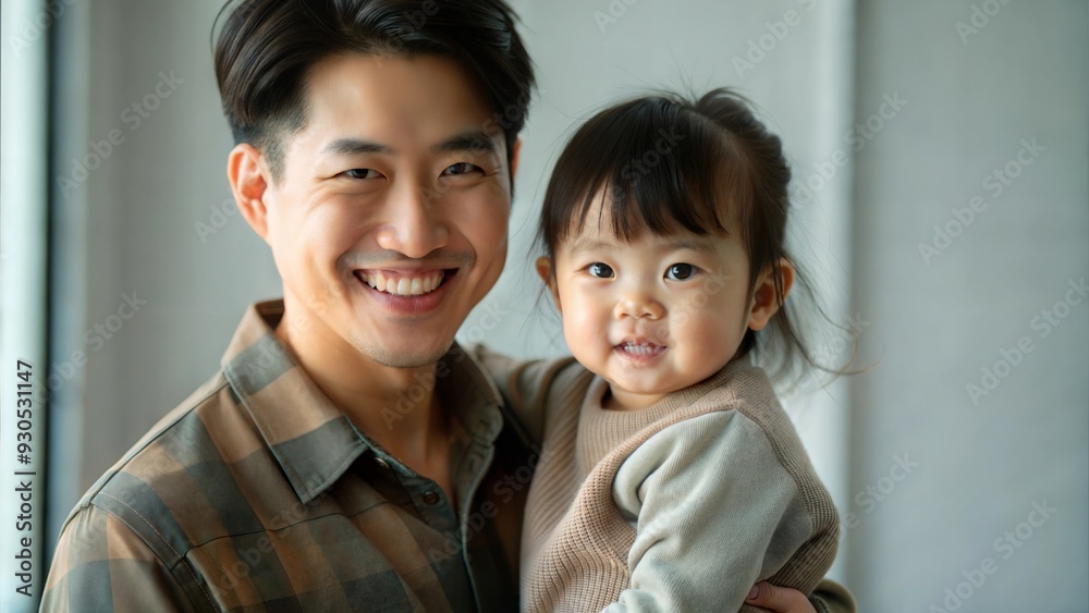 dad and her cute little daughter, man carrying the kid in her hands, both of them are smiling and looking at the camera. Walking in nature, happy family, fatherhood concept dad and her cute little daughter, man carrying the kid in her hands, both of them are smiling and looking at the camera. Walking in nature, happy family, fatherhood concept