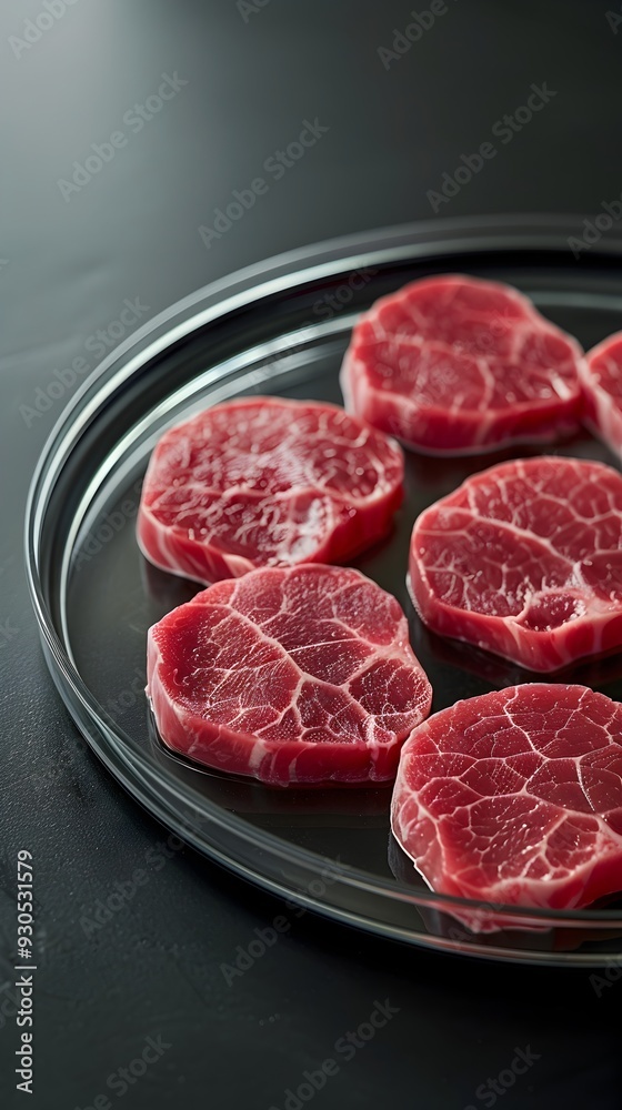 Cultured Meat Cells in Petri Dish Showcasing the Future of Sustainable and Innovative Food Production