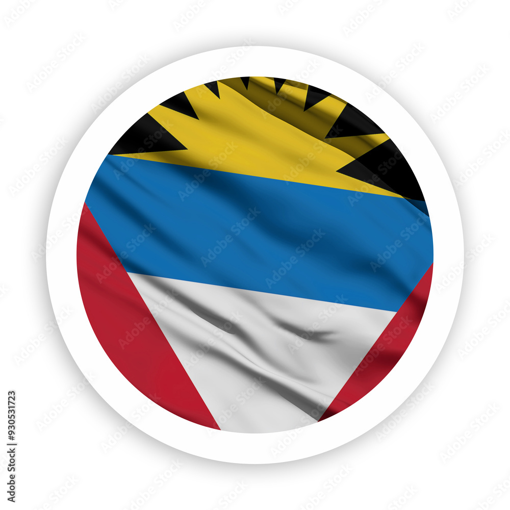 Fototapeta premium Antigua and Barbuda Waving Flag with White Rounded Frame 