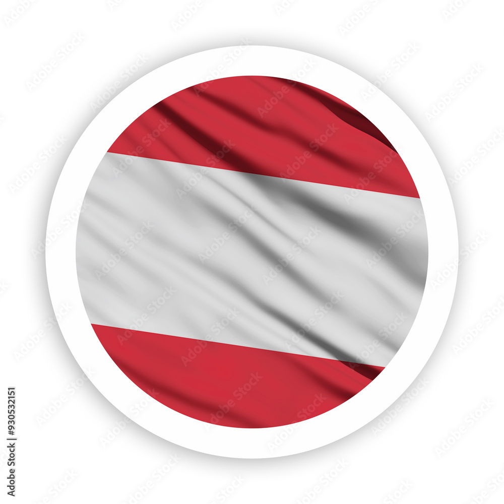 Obraz premium Austria Waving Flag with White Rounded Frame