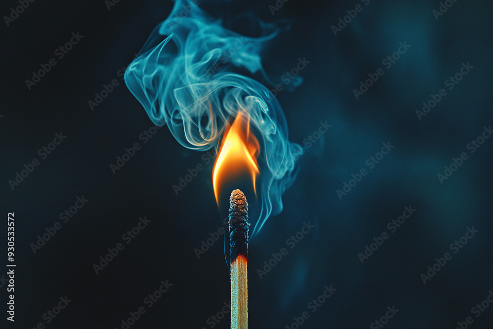 A matchstick is lit and the flame is blue A matchstick is lit and the flame is blue