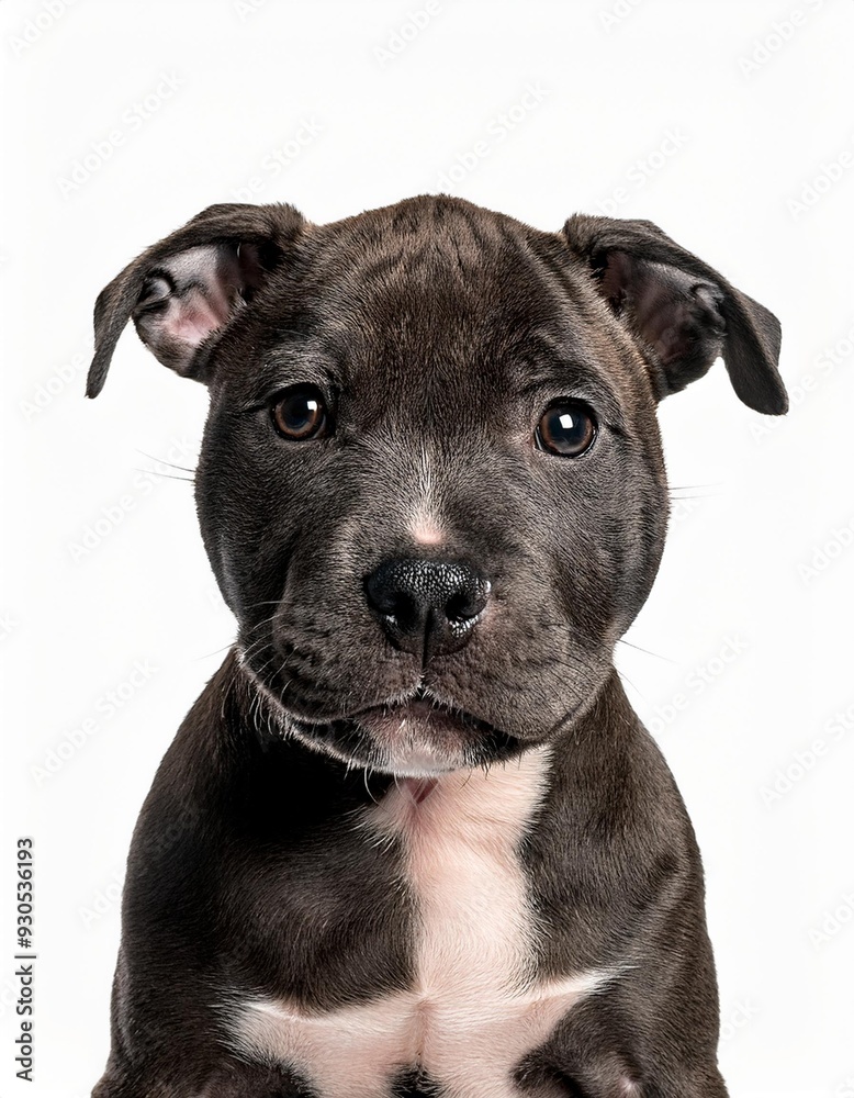 スタッフォードシャー・ブル・テリアの子犬のポートレート(Staffordshire Bull Terrier puppy portrait on white background)
スタッフォードシャー・ブル・テリアの子犬のポートレート(Staffordshire Bull Terrier puppy portrait on white background)