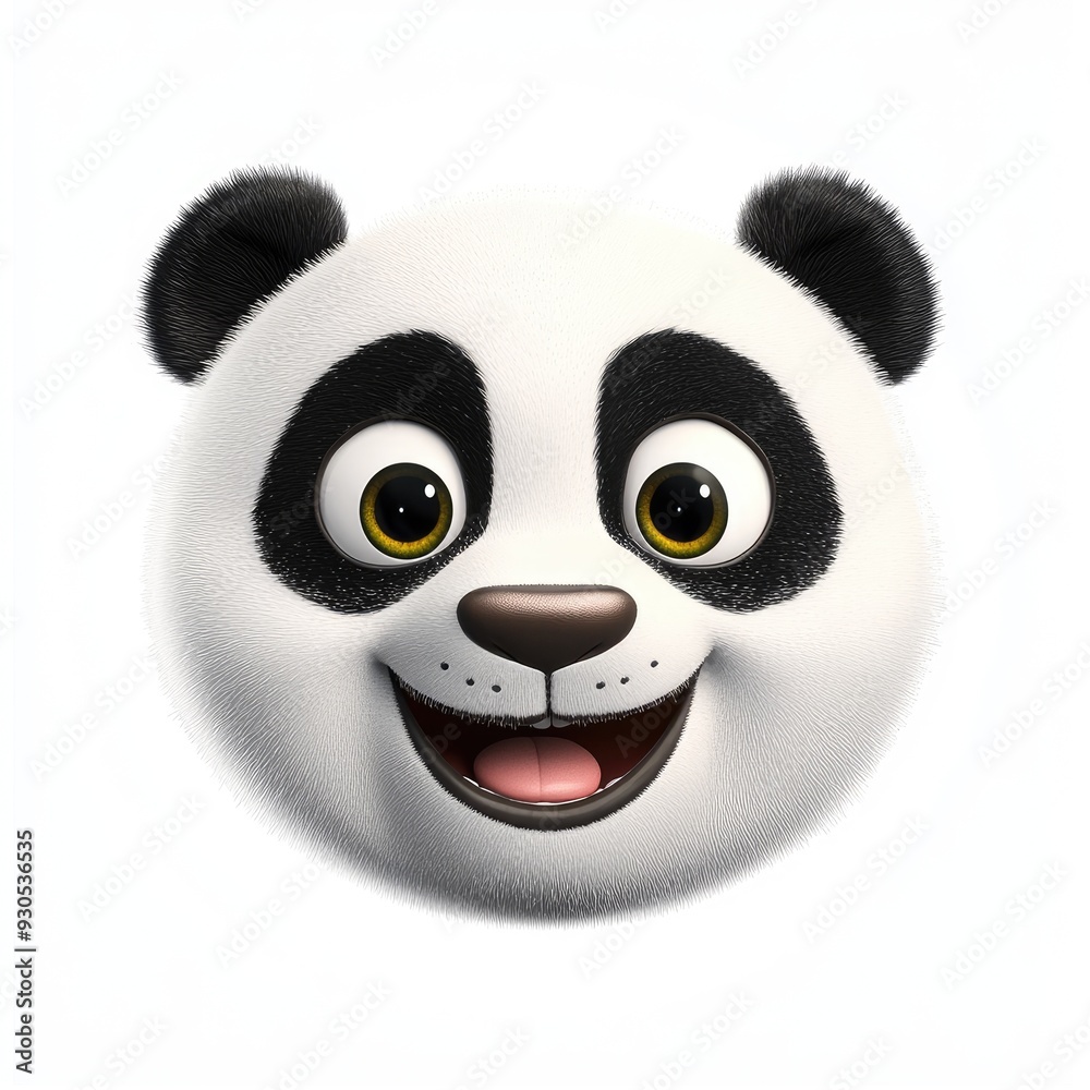 A joyful panda emoji with bright eyes and a big smile, capturing the essence of cuteness and surprise A joyful panda emoji with bright eyes and a big smile, capturing the essence of cuteness and surprise