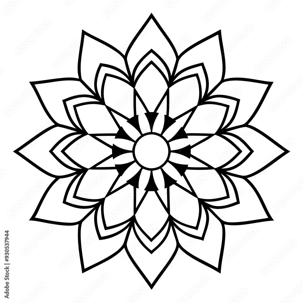 Mandala line art silhouette with white background Mandala line art silhouette with white background