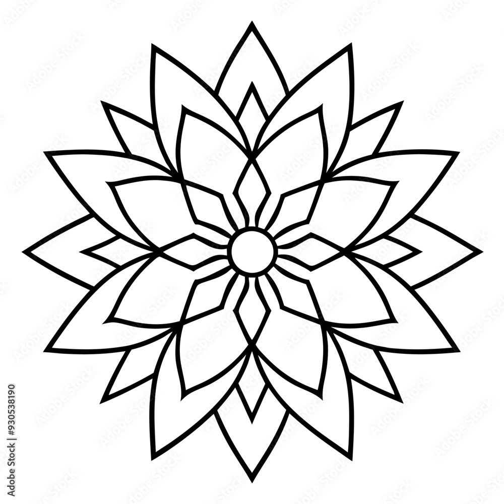 Mandala line art silhouette with white background Mandala line art silhouette with white background