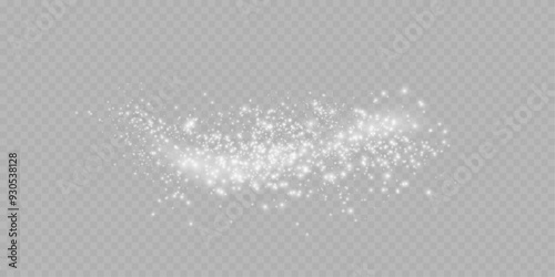 Realistic white star dust light effect isolated on transparent. Stock royalty free vector illustration