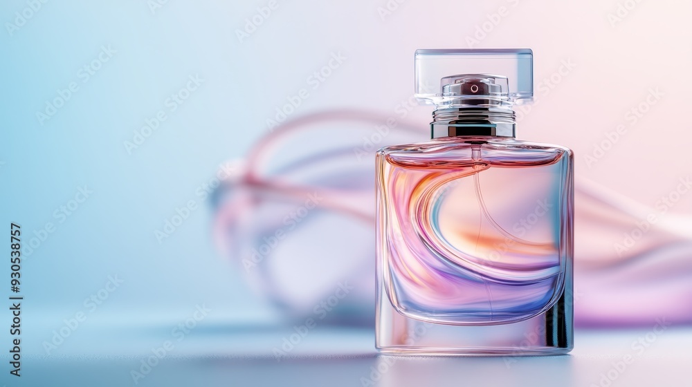 A stunning perfume bottle is adorned with an intertwining array of colors, illustrating artistic beauty and the luxurious experience through visual appeal. A stunning perfume bottle is adorned with an intertwining array of colors, illustrating artistic beauty and the luxurious experience through visual appeal.