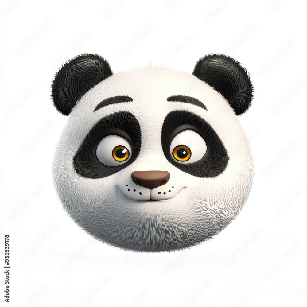 A cute panda face emoji expressing sadness with big eyes and a gentle smile A cute panda face emoji expressing sadness with big eyes and a gentle smile