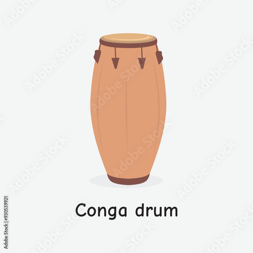 Conga Drum Vector Illustration: Traditional Percussion Instrument