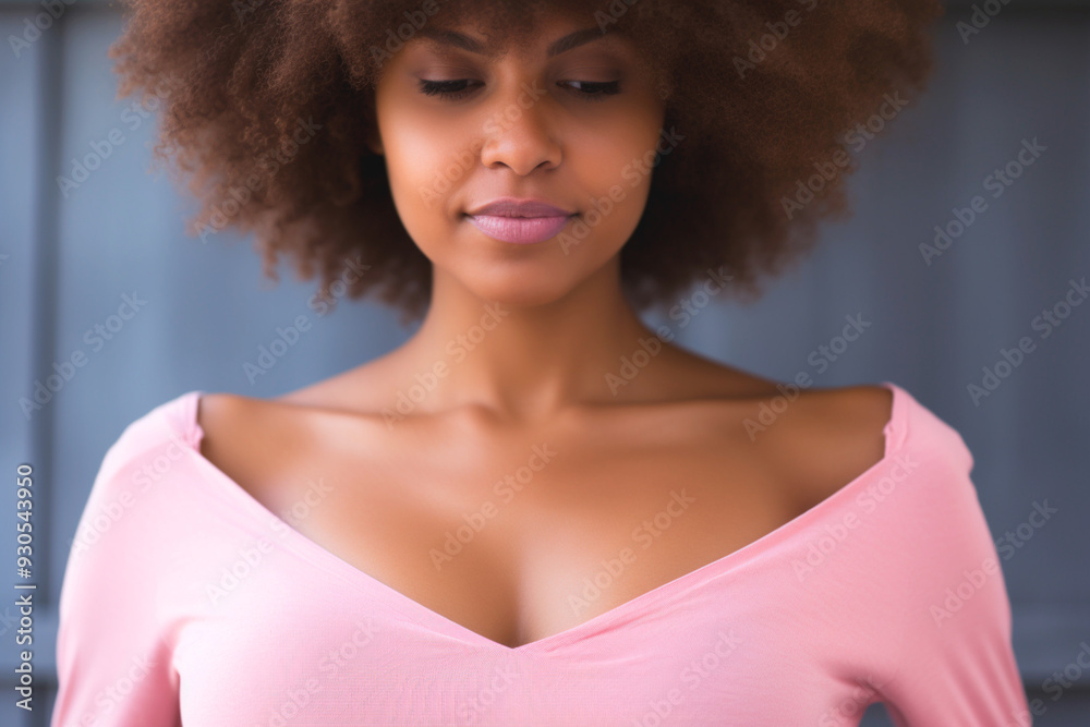 Pink-clad woman bravely combats breast cancer during October's awareness. Pink-clad woman bravely combats breast cancer during October's awareness.
