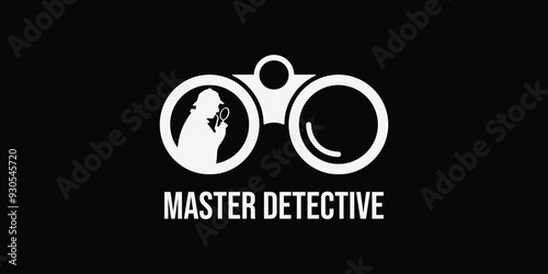 Detective and binoculars logo design