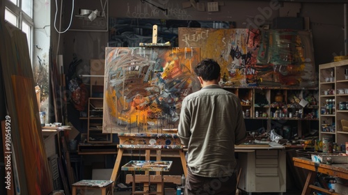 Painter Working In Studio