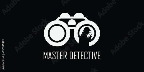 Detective and binoculars logo design