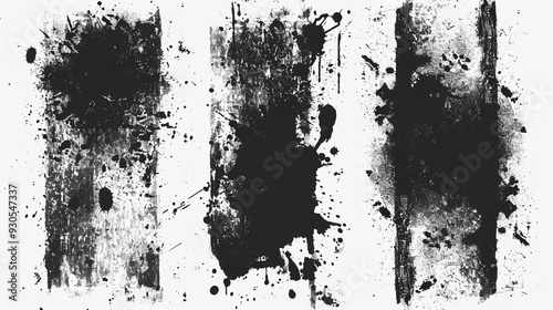 Wallpaper Mural Set of distressed black texture. Dark grainy texture on white background, Horizontal Distress Overlay Texture Torontodigital.ca