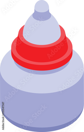 Baby bottle isometric icon representing baby feeding, suitable for baby food or childcare related designs