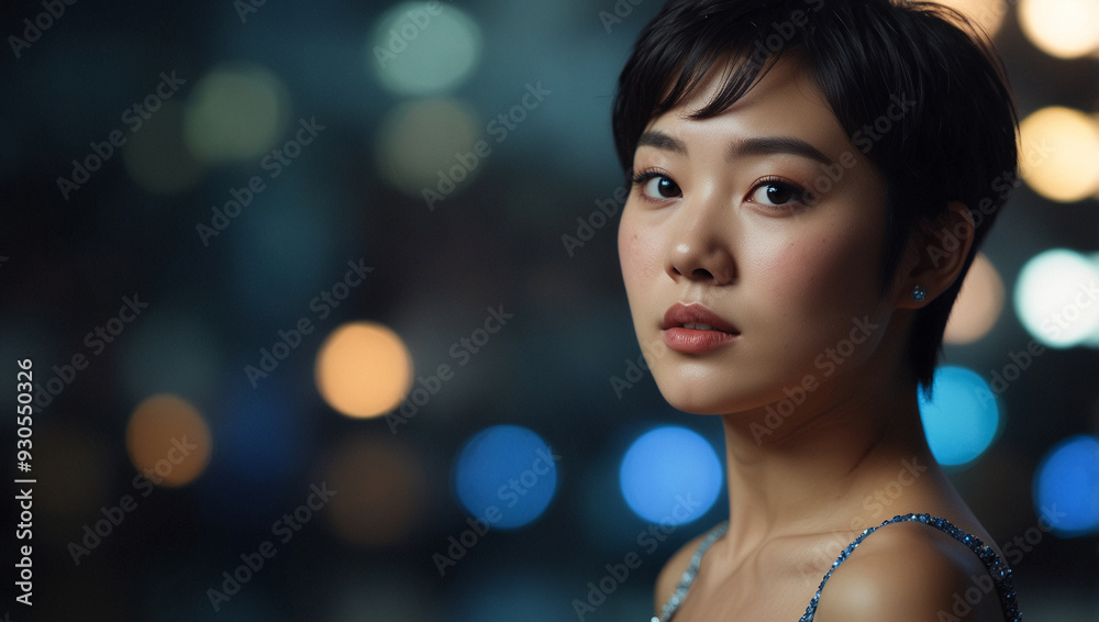 Portrait of an Asian young woman with short hair
Portrait of an Asian young woman with short hair