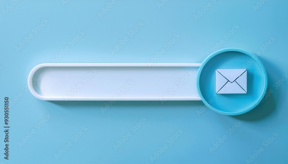 A minimalist design featuring a blue background, a circular tray, and an envelope, ideal for email and communication themes.