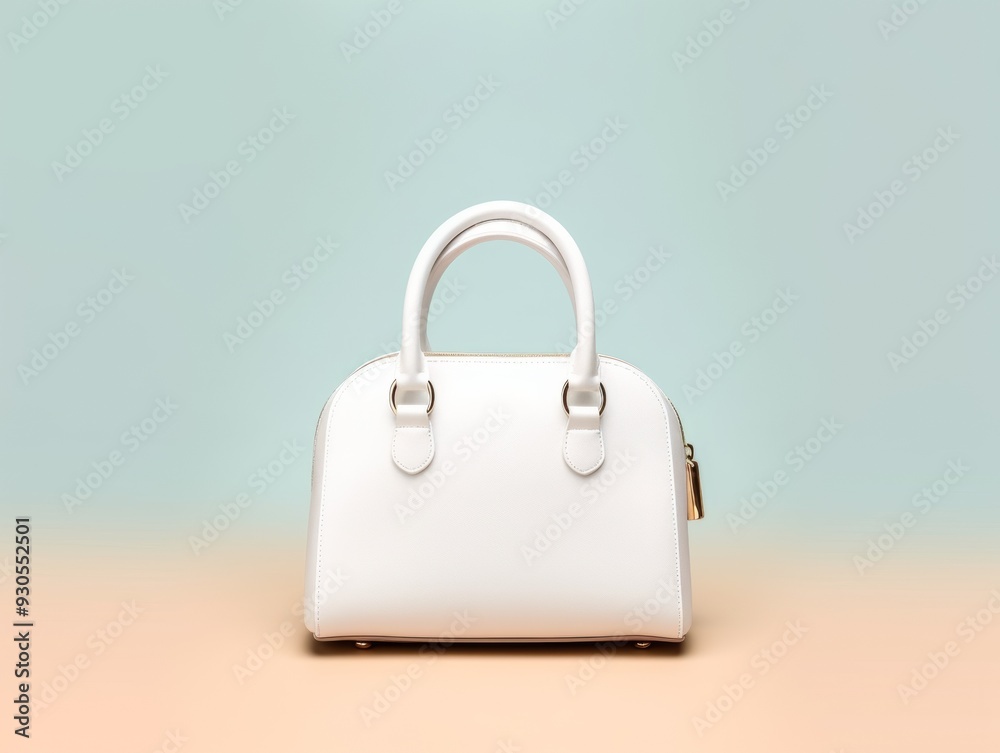 Shot of Stylish White Handbag on Contrasting Backdrop Shot of Stylish White Handbag on Contrasting Backdrop