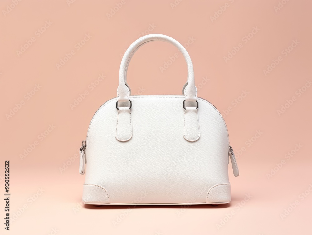 Shot of Stylish White Handbag on Contrasting Backdrop Shot of Stylish White Handbag on Contrasting Backdrop