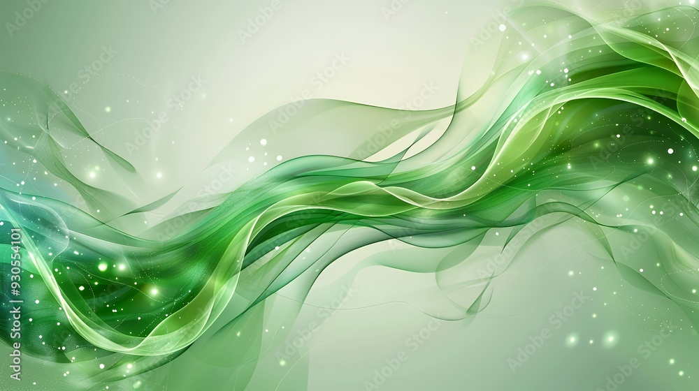 Fototapeta premium A smooth, flowing abstract design in green hues with a soft, ethereal quality.